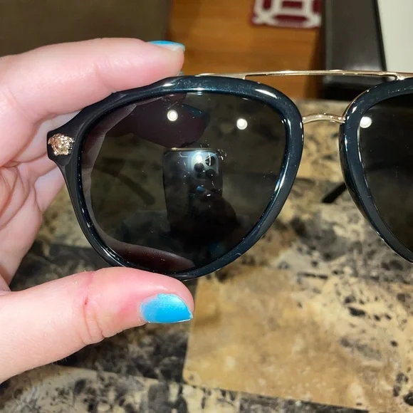 Versace Black and Gold Aviator Sunglasses - Picture 6 of 14